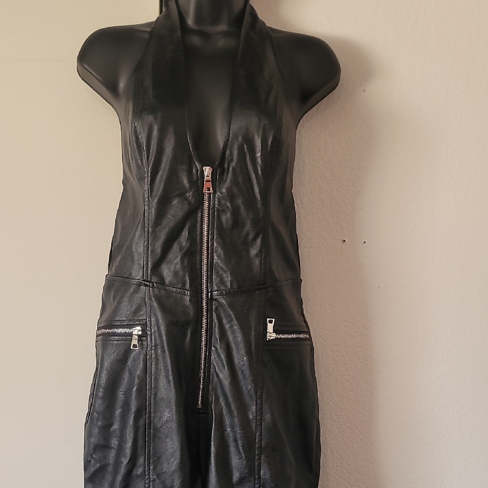 Black Leather Halter Jacket